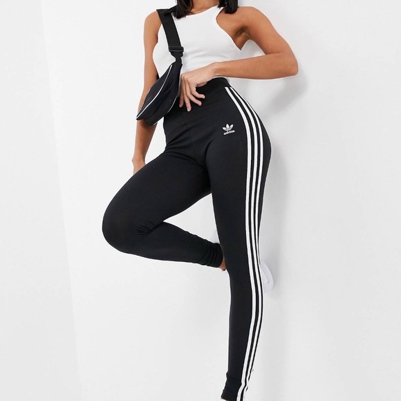 Adidas Originals 3 strips leggings in Black - Picture 2 of 4